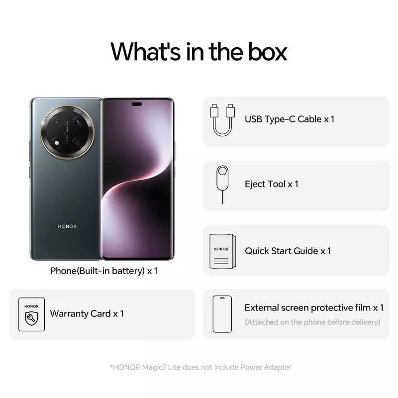 Honor Magic7 Lite 512GB 5G Smartphone - Titanium Black | 5109BQBE from Honor - DID Electrical