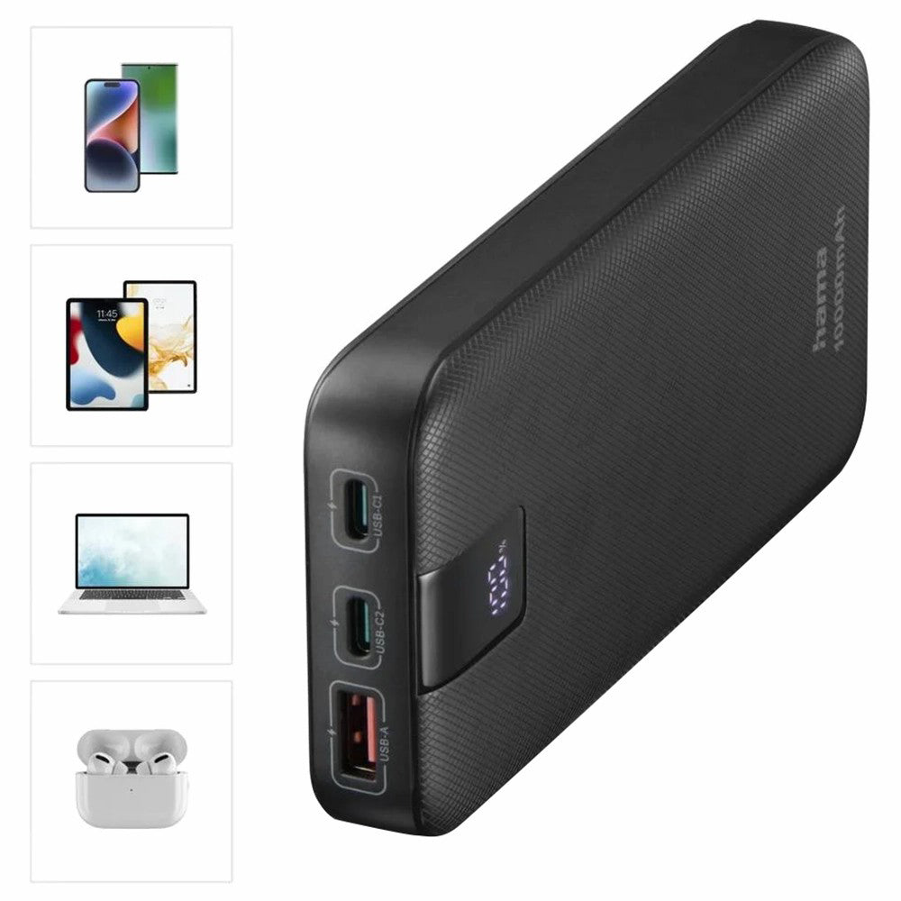 Hama 20000mAh Quick Charge 3.0 Power Bank - Anthracite Black | 514813 from Hama - DID Electrical