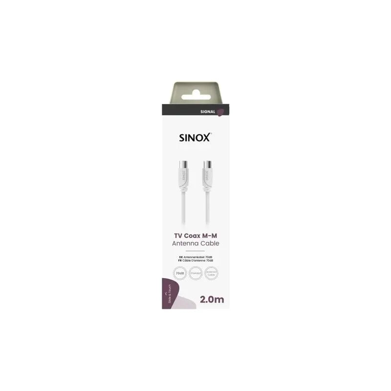 Sinox 2M TV Coax M-M Antenna Cable - White | 52344 from Sinox - DID Electrical