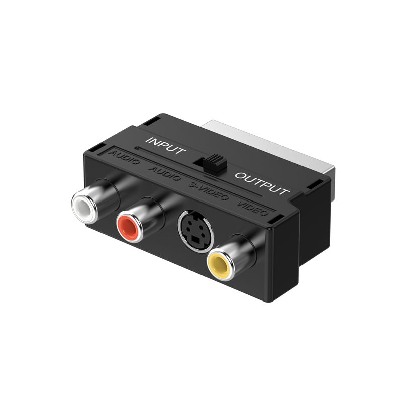 Sinox 3 RCA Phono Switchable Scart Adapter - Black | 52627 from Sinox - DID Electrical