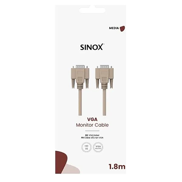 Sinox 1.8M VGA Monitor Cable - Grey | 53235 from Sinox - DID Electrical