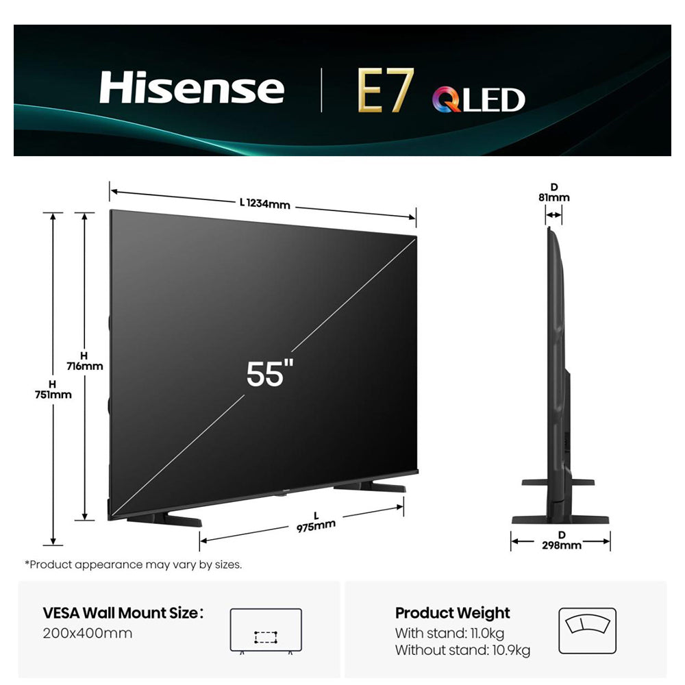 Hisense E7Q 55" 4K Smart TV - Black | 55E71Q from Hisense - DID Electrical