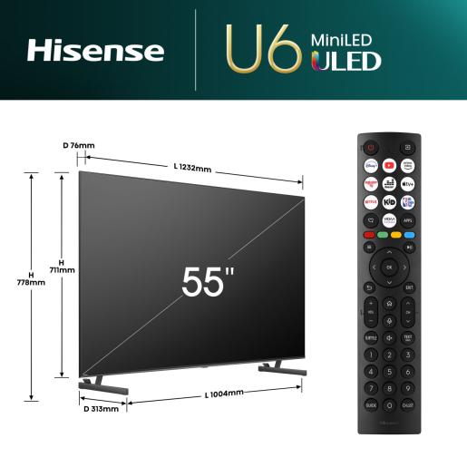 Hisense U6N 55&quot; 4K Smart TV - Black &amp; Dark Grey | 55U61NQ from Hisense - DID Electrical
