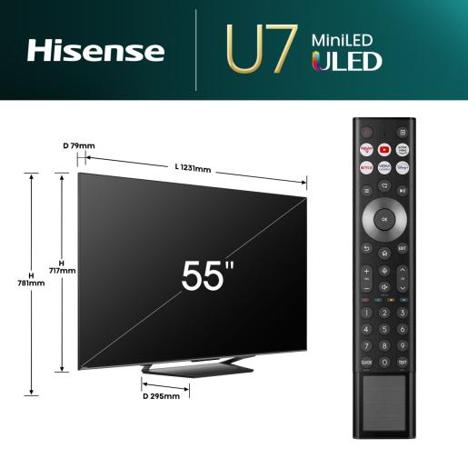 Hisense U7N 55&quot; 4K Smart TV - Black &amp; Dark Grey | 55U71NQ from Hisense - DID Electrical