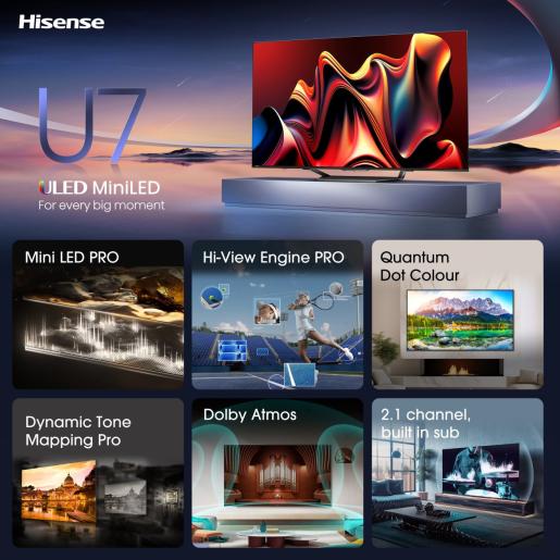 Hisense U7N 55&quot; 4K Smart TV - Black &amp; Dark Grey | 55U71NQ from Hisense - DID Electrical