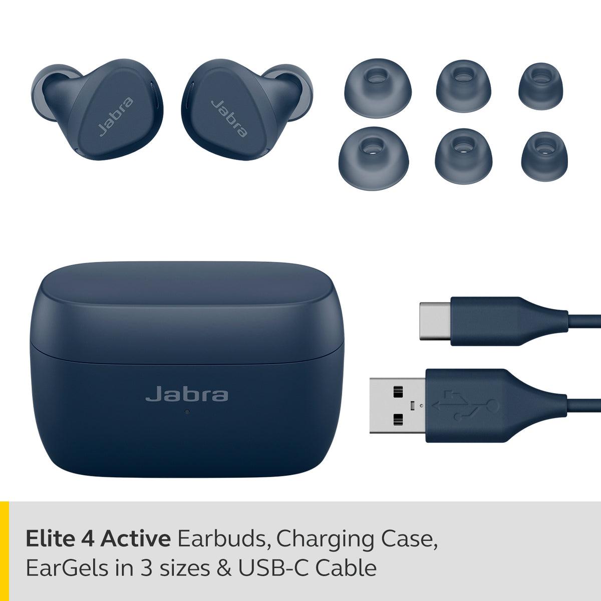 Jabra Elite 4 Active In-Ear True Wireless Sports Earbuds - Navy | 100-99180001-60 from Jabra - DID Electrical