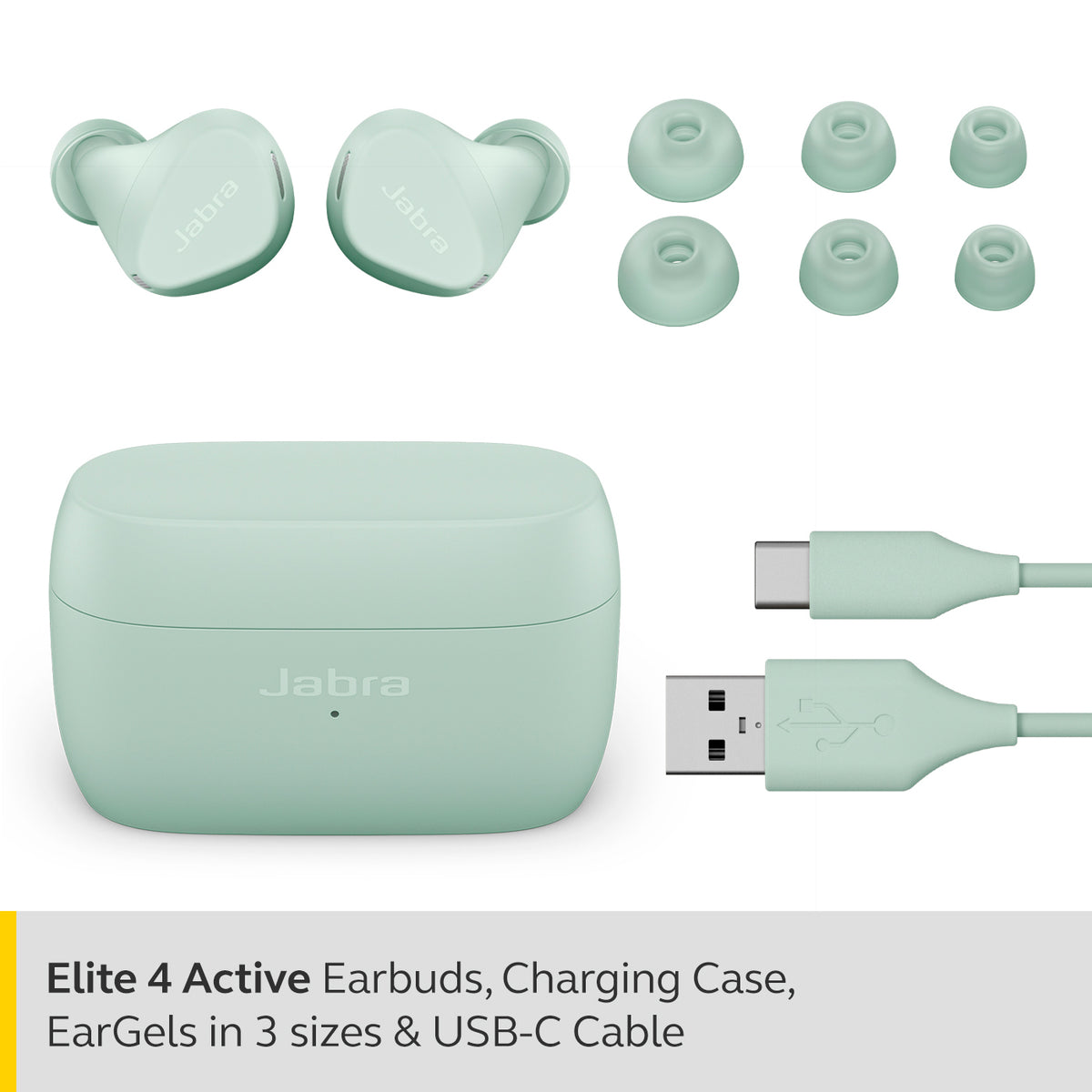 Jabra Elite 4 Active In-Ear True Wireless Sports Earbuds - Mint | 100-99180002-60 from Jabra - DID Electrical