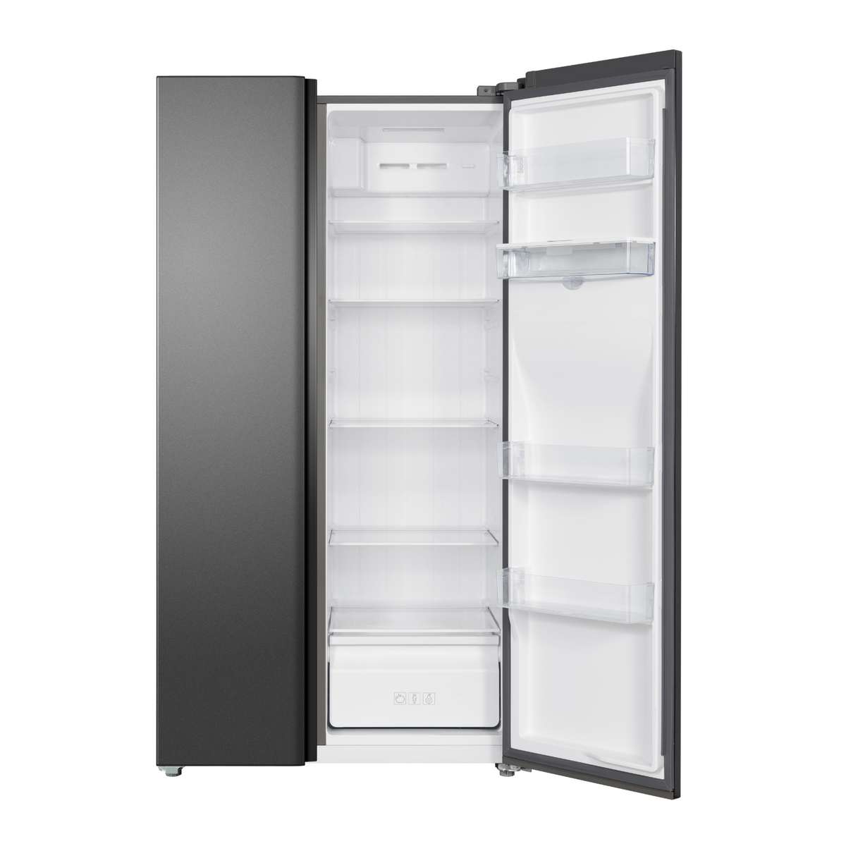 TCL 503L 92CM Non plumbed water dispenser Side by Side Freestanding Fridge Freezer - Dark Silver | RP503SSF0UK from TCL - DID Electrical