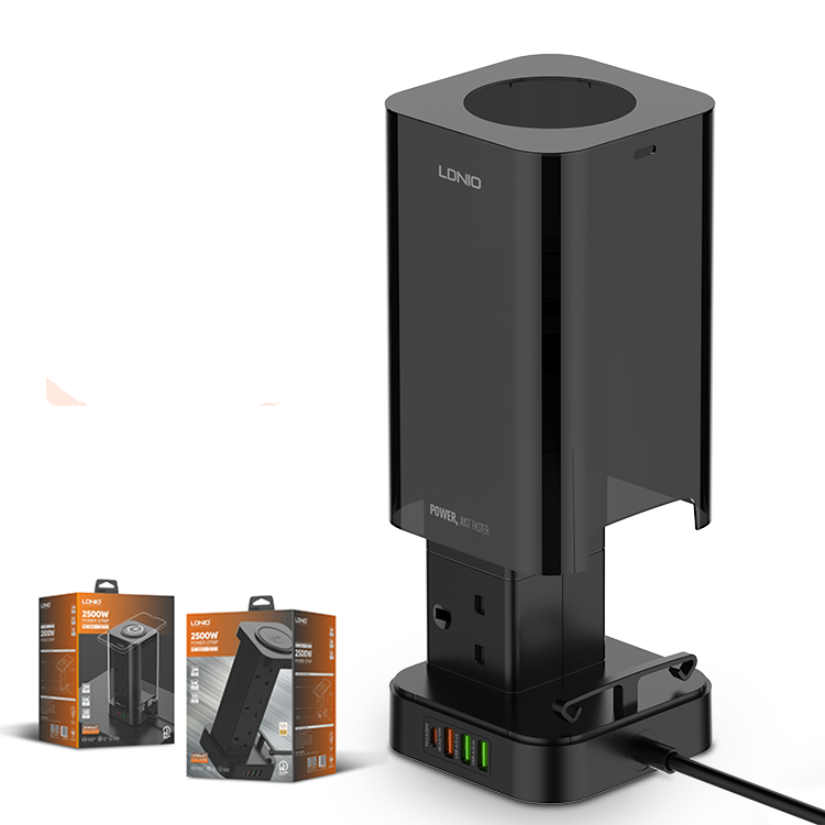 Ldnio Tower 15W Wireless Charging Extension Power Socket - Black | 8600115 from Ldnio - DID Electrical