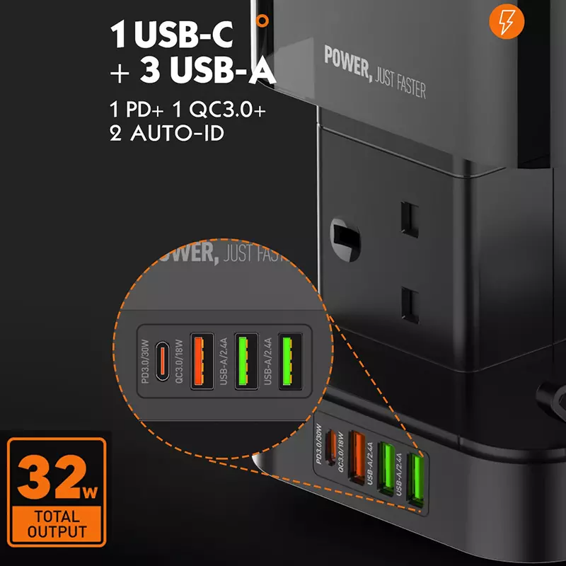 Ldnio Tower 15W Wireless Charging Extension Power Socket - Black | 8600115 from Ldnio - DID Electrical