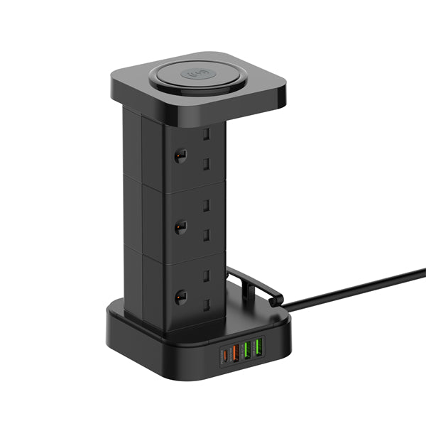 Ldnio Tower 15W Wireless Charging Extension Power Socket - Black | 8600115 from Ldnio - DID Electrical