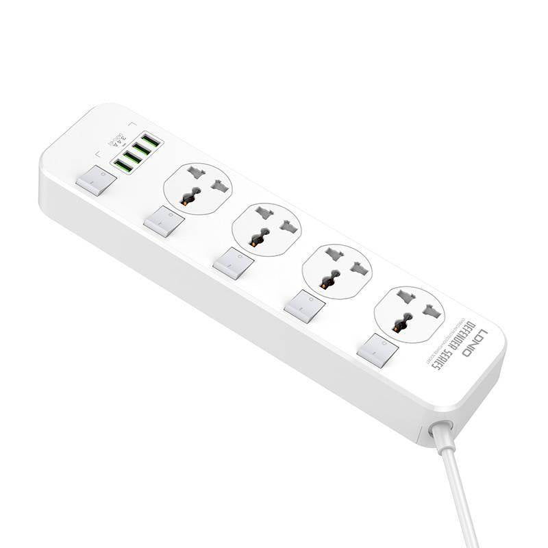 Ldnio 2M 2500W Power Strip with 4 AC Sockets - White | 691441 from Ldnio - DID Electrical