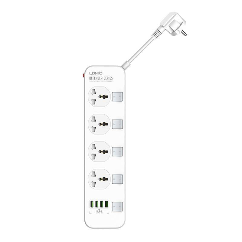 Ldnio 2M 2500W Power Strip with 4 AC Sockets - White | 691441 from Ldnio - DID Electrical