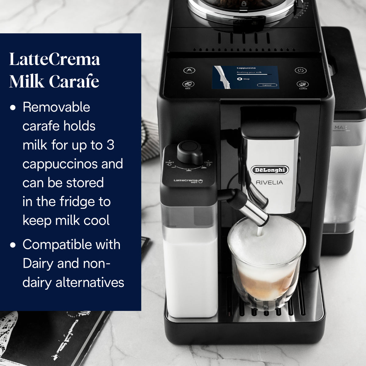 DeLonghi Rivelia 1.4L Automatic Bean to Cup Coffee Machine - Onyx Black | EXAM440.55.B