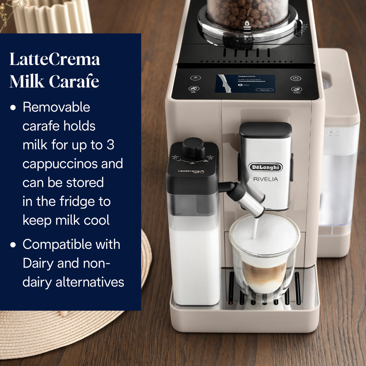 DeLonghi Rivelia 1.4L Automatic Coffee Machine - Sand Beige | EXAM440.55.BG