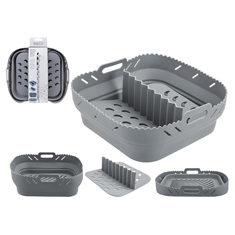 B&Co Air Fryer Pop Up Square Silicone Liner - Grey | 746184 from B&Co - DID Electrical
