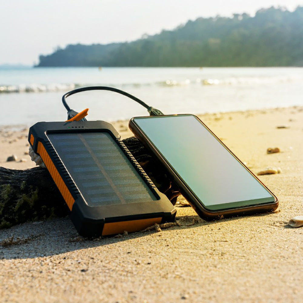 Fleming S20 20000mAh Power Bank with Solar Energy - Black &amp; Orange | 755790 from Fleming - DID Electrical