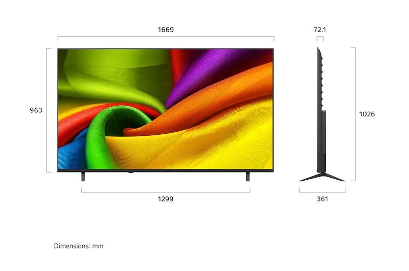 LG NU85 75" 4K Smart TV - Charcoal Black | 75NU850B6LA.AEI