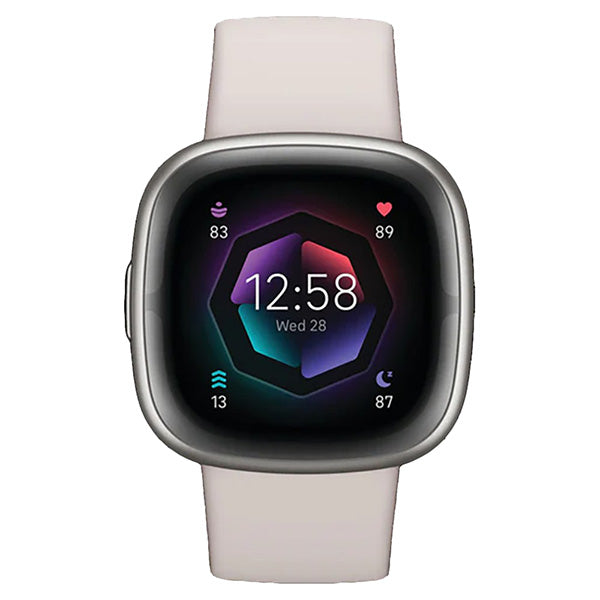 Fitbit Sense 2 Health &amp; Fitness Smart Watch - Lunar White &amp; Platinum | 79-FB521SRWT from Fitbit - DID Electrical