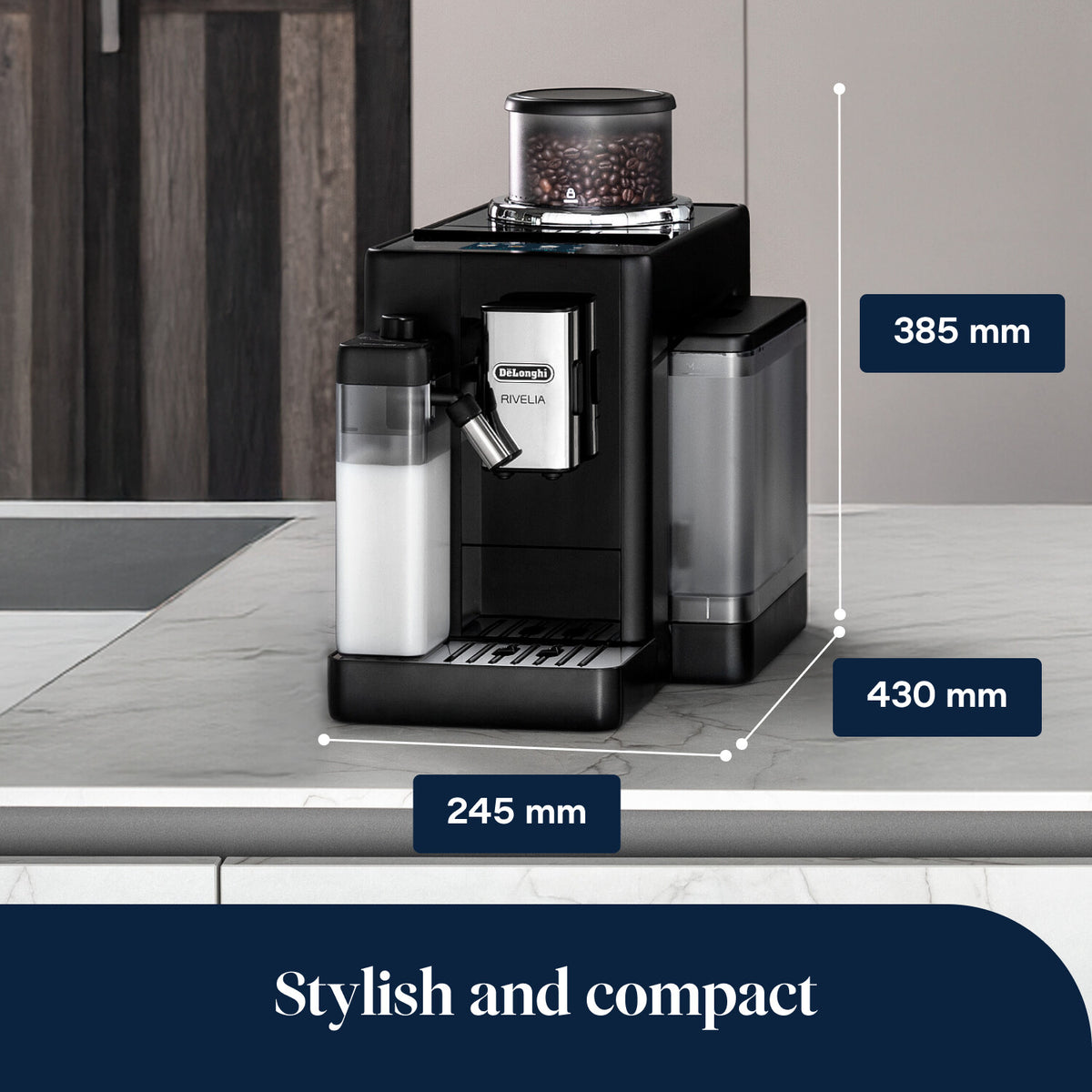 DeLonghi Rivelia 1.4L Automatic Bean to Cup Coffee Machine - Onyx Black | EXAM440.55.B