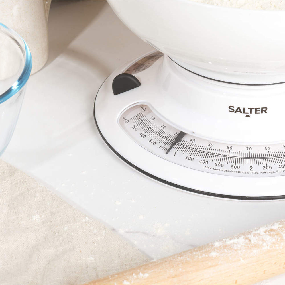 Salter Aquaweigh Mechanical Kitchen Scale - White | 800 WHBKDR from Salter - DID Electrical