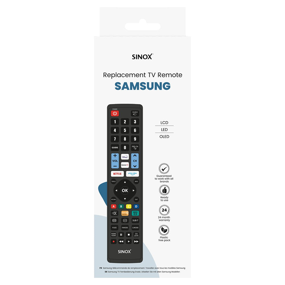 Sinox Replacement Remote Control for Samsung TVs - Black | 805472 from Sinox - DID Electrical