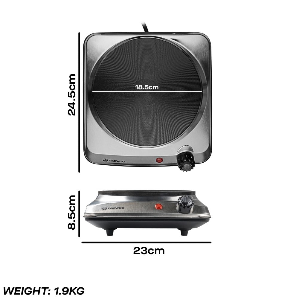 Daewoo Single 1500W Hot Plate Hob - Stainless Steel | 874976 from Daewoo - DID Electrical