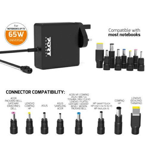 Port Connect 65W UK Universal Plug Adapters | 900093B-UK from Port Connect - DID Electrical