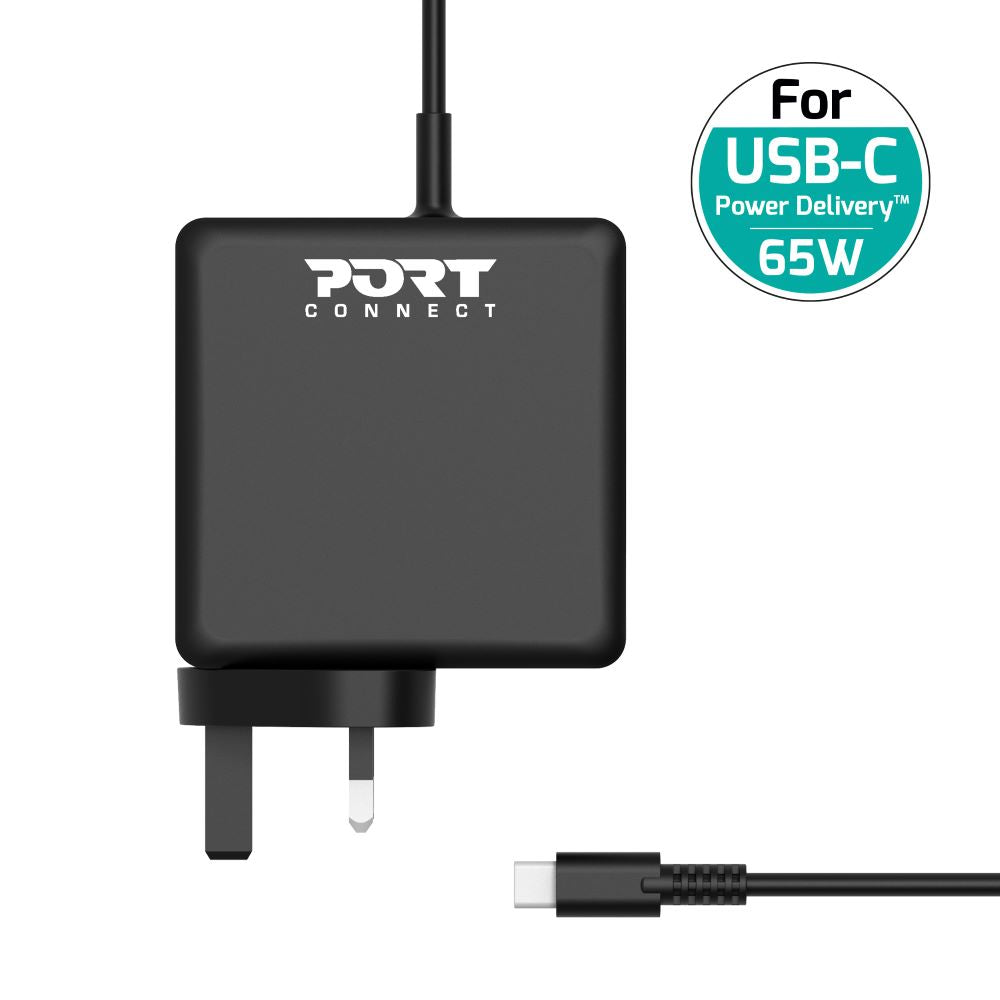 Port Connect Power Supply 65W USB-C Laptop Charger - Black | 900007B-UK from Port Connect - DID Electrical