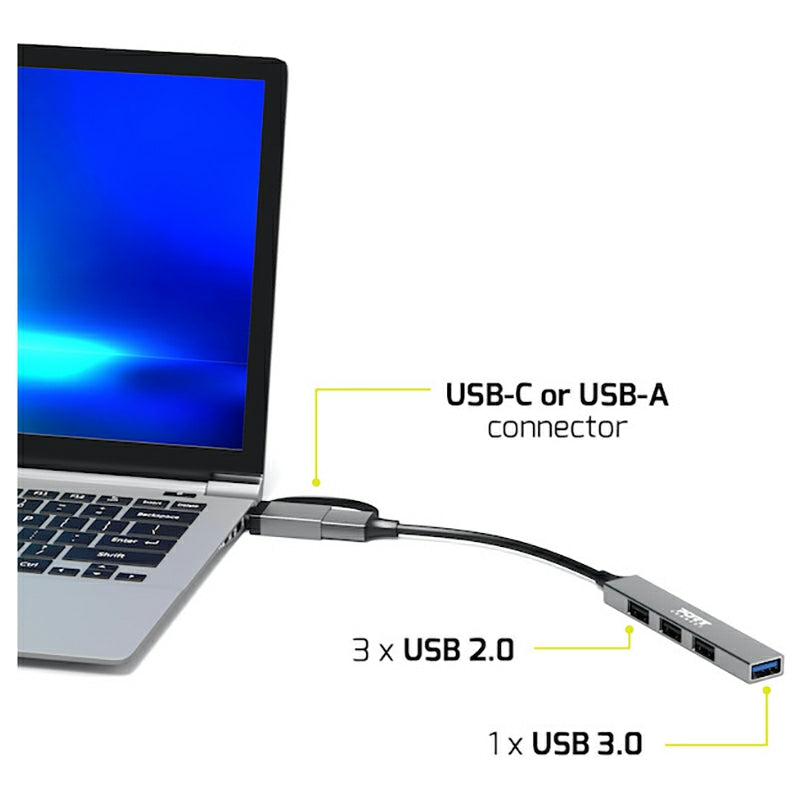 Port Connect USB-C / USB-A Hub with 4 USB-A Ports | 900160 from Port Connect - DID Electrical