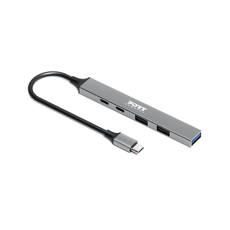Port Connect USB-C Hub with 4 USB Ports - Grey | 900163 from Port Connect - DID Electrical