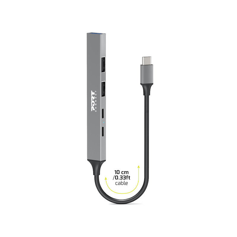 Port Connect USB-C Hub with 4 USB Ports - Grey | 900163 from Port Connect - DID Electrical