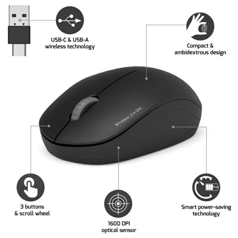 Port Connect Collection II Wireless Mouse - Black | 900540 from Port Connect - DID Electrical
