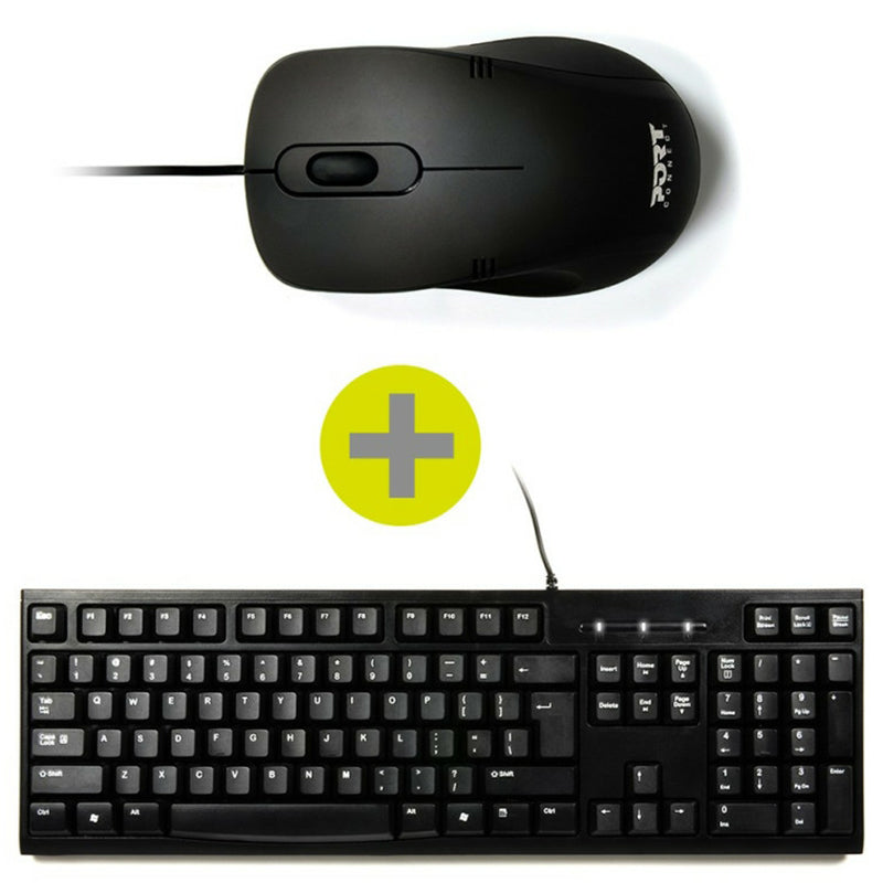 Port Connect Qwerty USB Wired Keyboard &amp; Mouse - Black | 900900-UK from Port Connect - DID Electrical