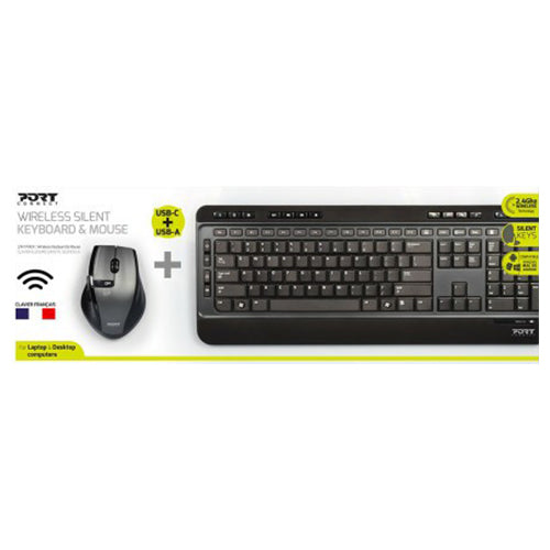 Port Connect Qwerty Wireless Silent Keyboard &amp; Mouse - Black | 900901-UK from Port Connect - DID Electrical