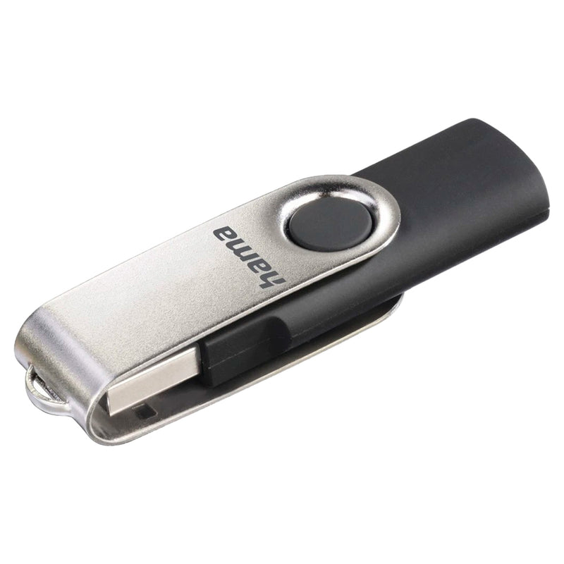 Hama Rotate USB 2.0 10MB/s 8GB USB Flash Drive - Black & Silver | 908919 from Hama - DID Electrical