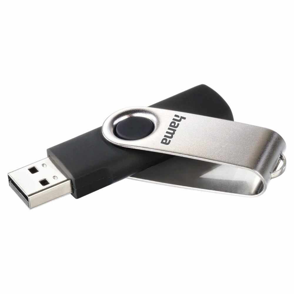 Hama Rotate USB 2.0 10MB/s 8GB USB Flash Drive - Black &amp; Silver | 908919 from Hama - DID Electrical