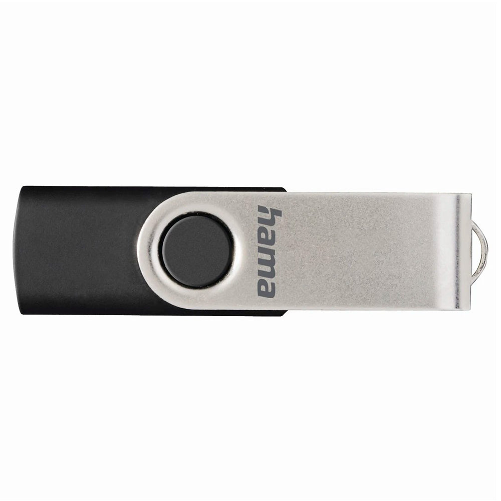 Hama Rotate USB 2.0 10MB/s 8GB USB Flash Drive - Black &amp; Silver | 908919 from Hama - DID Electrical