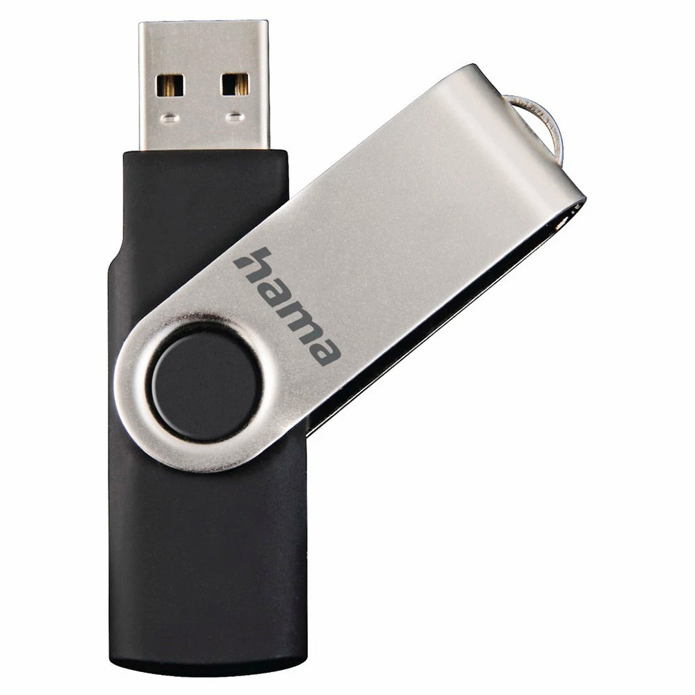 Hama Rotate USB 2.0 10MB/s 8GB USB Flash Drive - Black &amp; Silver | 908919 from Hama - DID Electrical