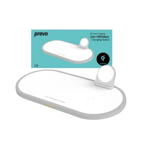 Prevo C6-W Indoor 3-in-1 Wireless Charging Station - White | 999433 from Prevo - DID Electrical