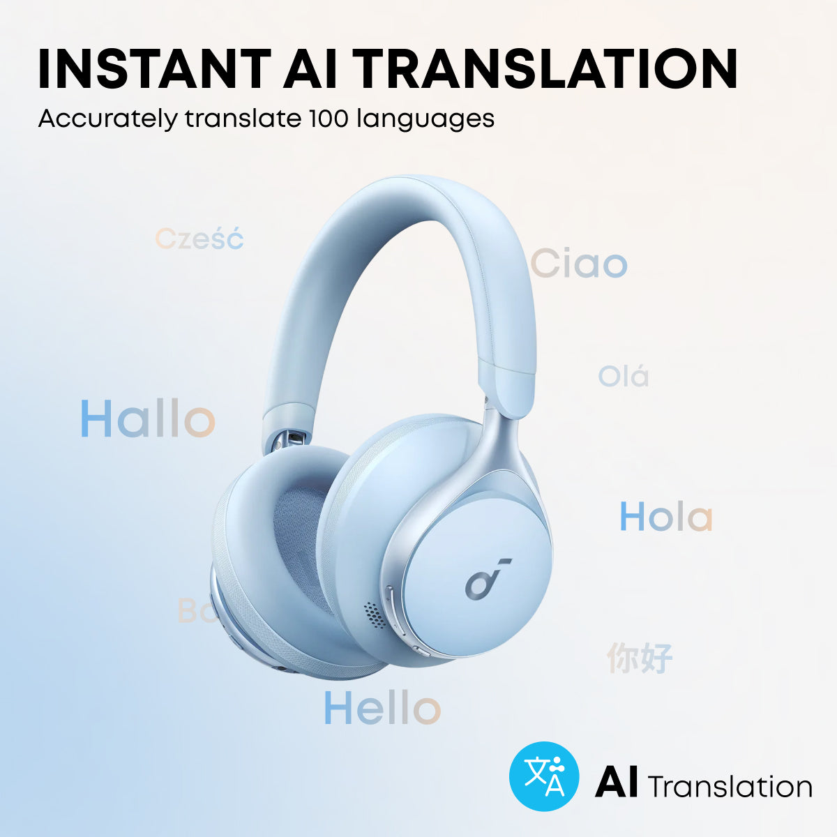 Soundcore Space One Over-Ear Wireless Noise Cancelling Headphone - Sky Blue | A3035G31