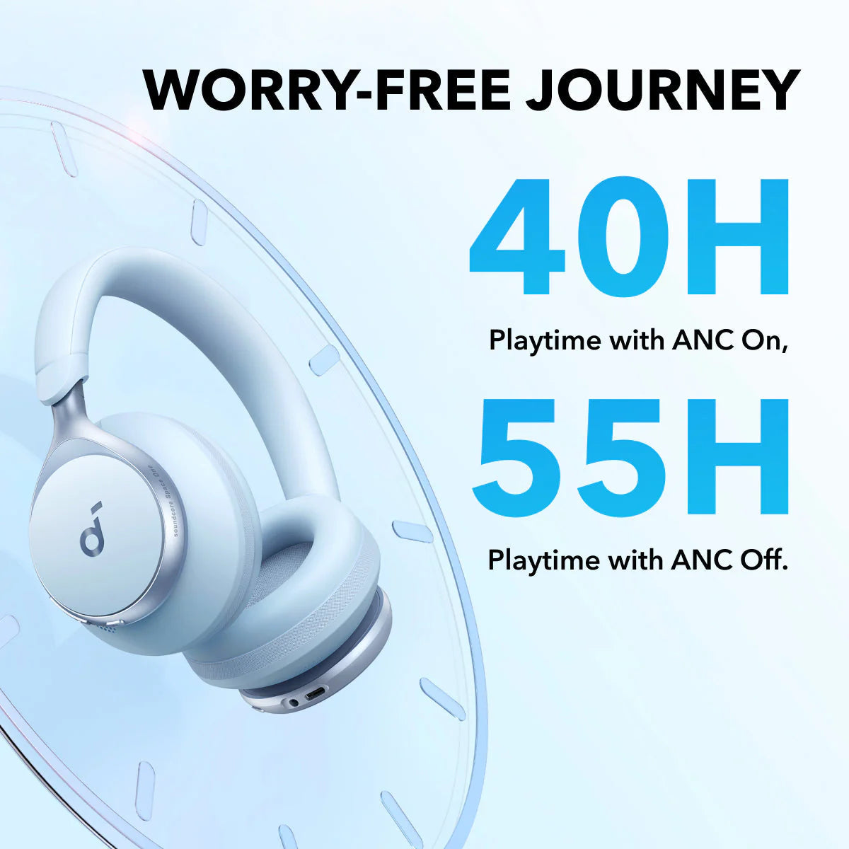 Soundcore Space One Over-Ear Wireless Noise Cancelling Headphone - Sky Blue | A3035G31