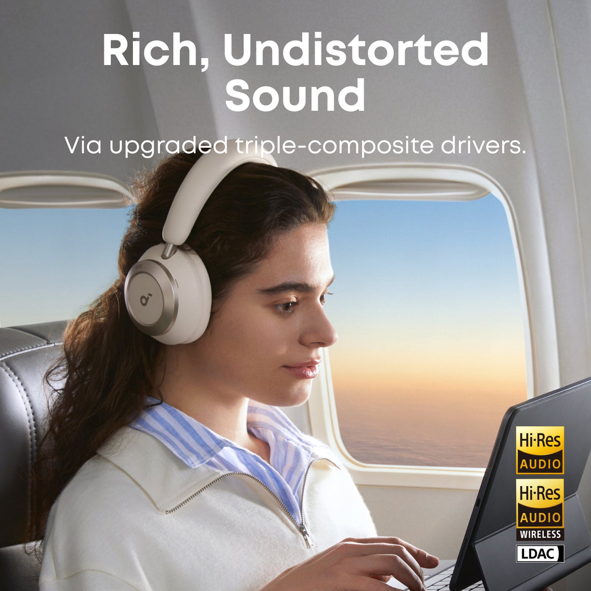 Soundcore Space One Pro Over-Ear Wireless Noise Cancelling Headphone - Cream White | A3062G21