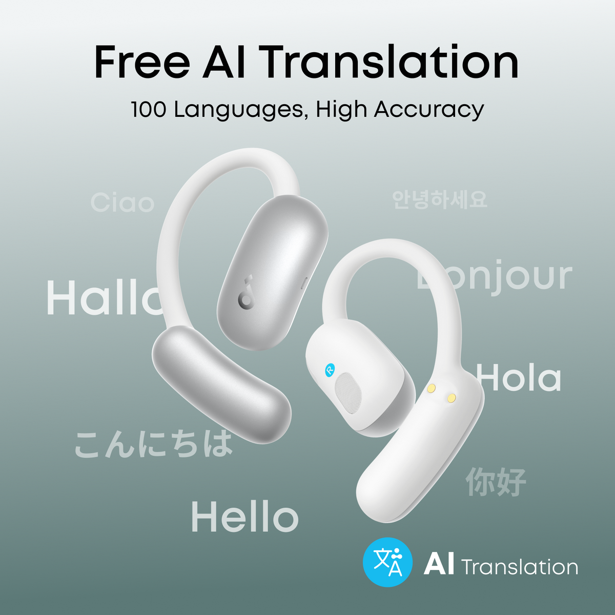 Soundcore AeroFit 2 Open-Ear Wireless Bluetooth Earbuds - Champagne Mist | A3874G21