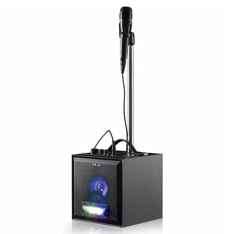 Akai 6W Rms Portable Party Speaker with Microphone &amp; Stand - Black | A58183 from Akai - DID Electrical