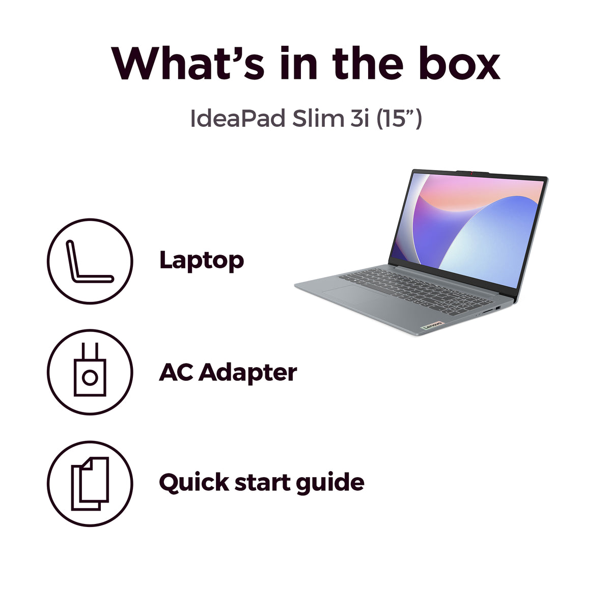 Lenovo IdeaPad Slim Intel Core i3 15.6" 8GB/128GB Laptop - Arctic Grey | 82XB0093UK from Lenovo - DID Electrical