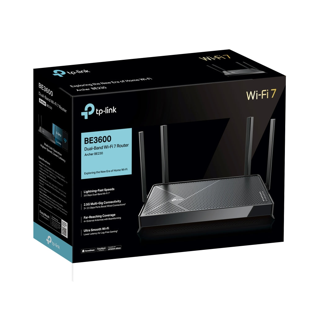 TP Link BE3600 Dual Band Wi-Fi 7 Router - Black | ARCHER BE230 from TP Link - DID Electrical