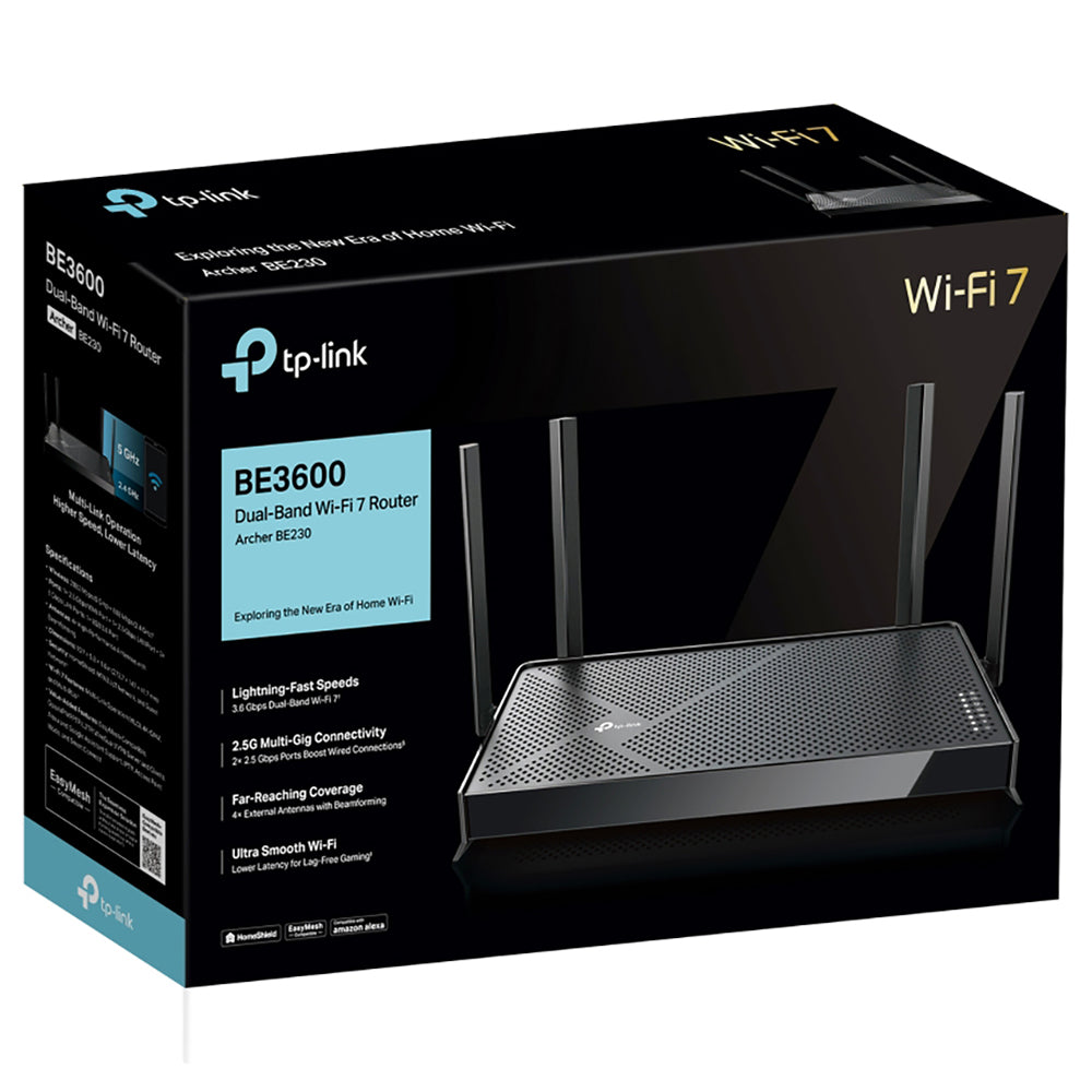 TP Link BE3600 Dual Band Wi-Fi 7 Router - Black | ARCHER BE230 from TP Link - DID Electrical