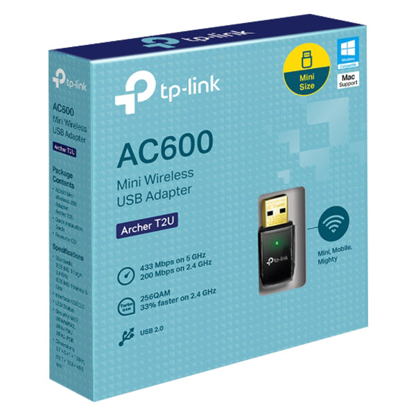 TP Link AC600 Wireless Dual Band USB Adapter - Black | ARCHER T2U from TP Link - DID Electrical