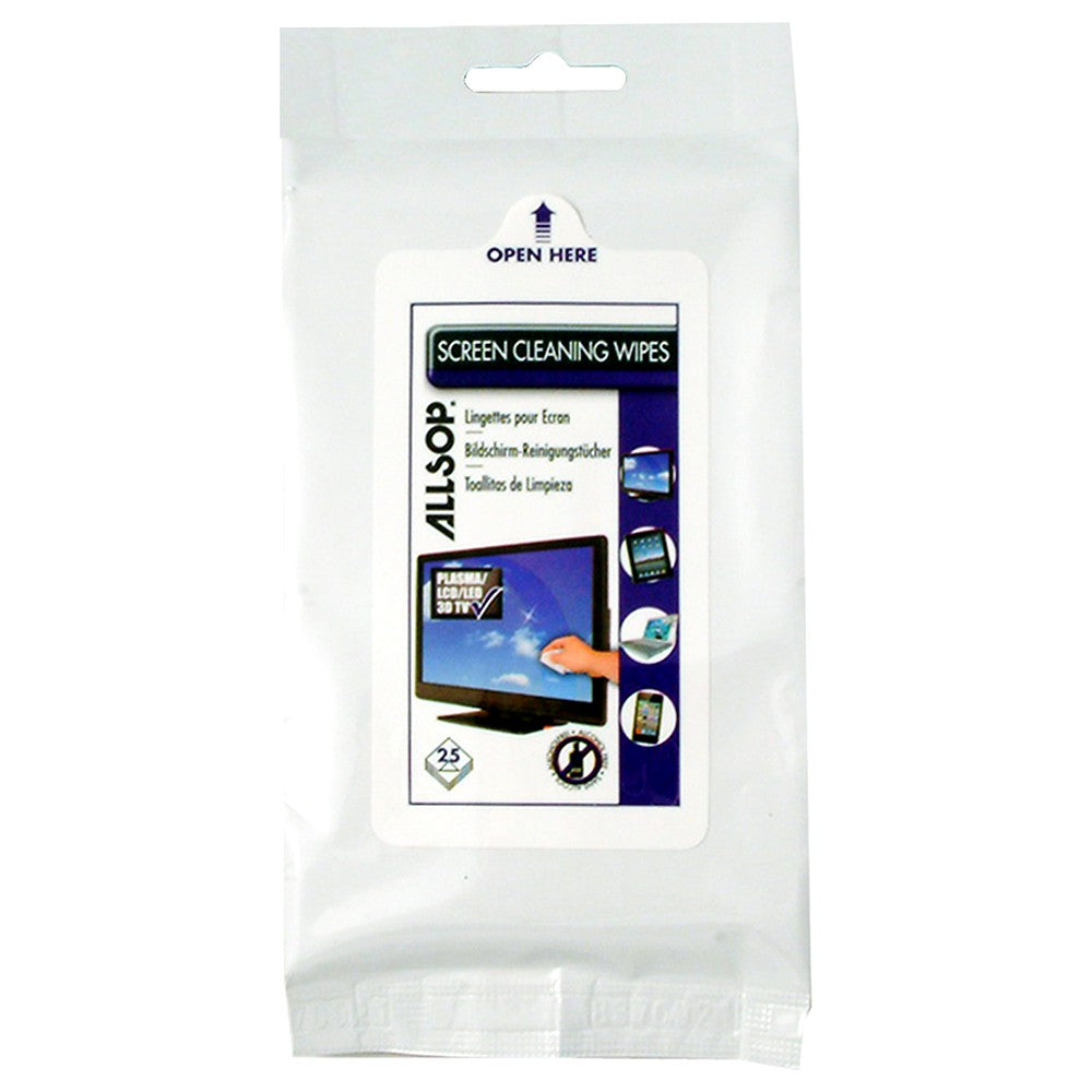 Allsop Screen Cleaning Wipes Pack of 25 | AS05462 from Allsop - DID Electrical